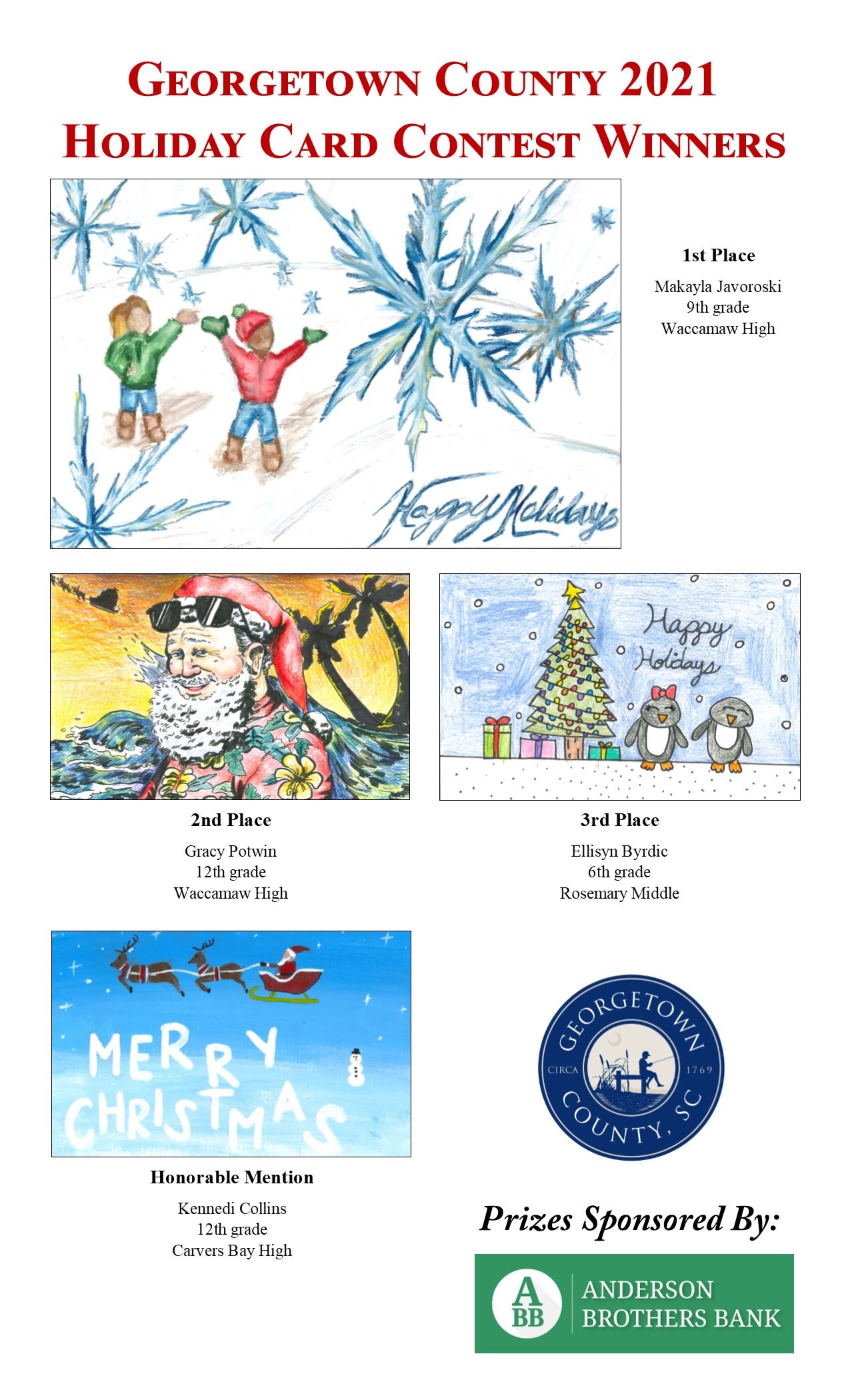 Images of the winning holiday cards