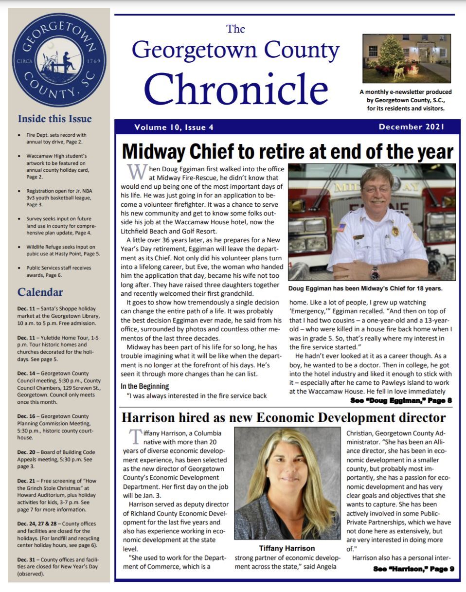Image of the front of the December county newsletter