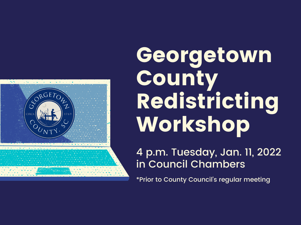 Image of a computer with Georgetown County logo on screen