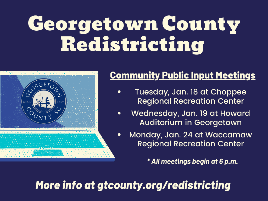 Image of a computer with Georgetown County logo on screen