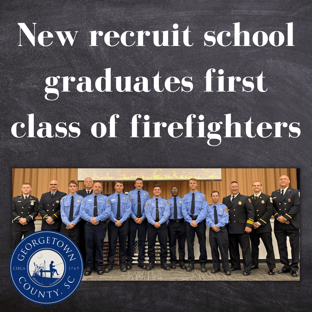 County logo and photo of graduates lined up in Howard Auditorium