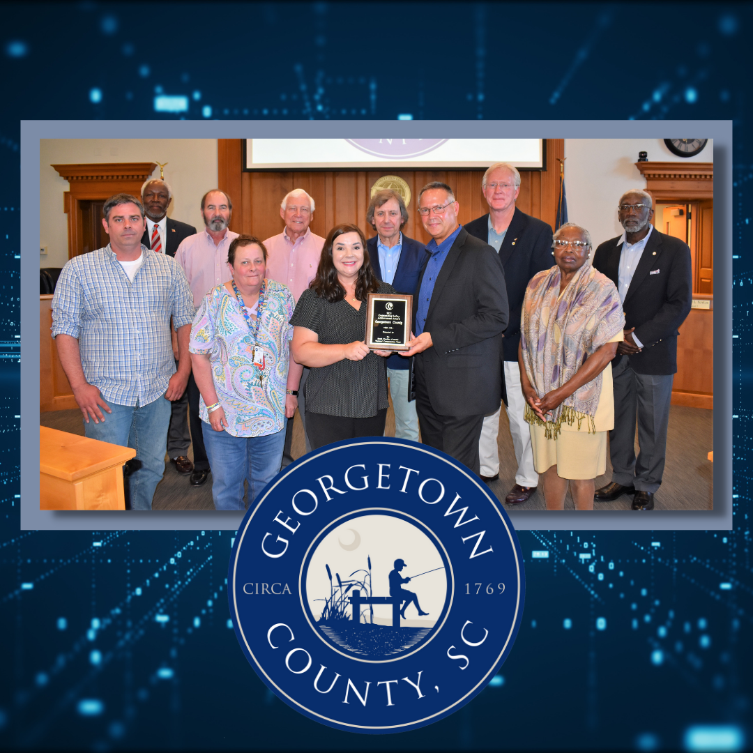 County representatives are pictured accepting the safety award in Council Chambers.