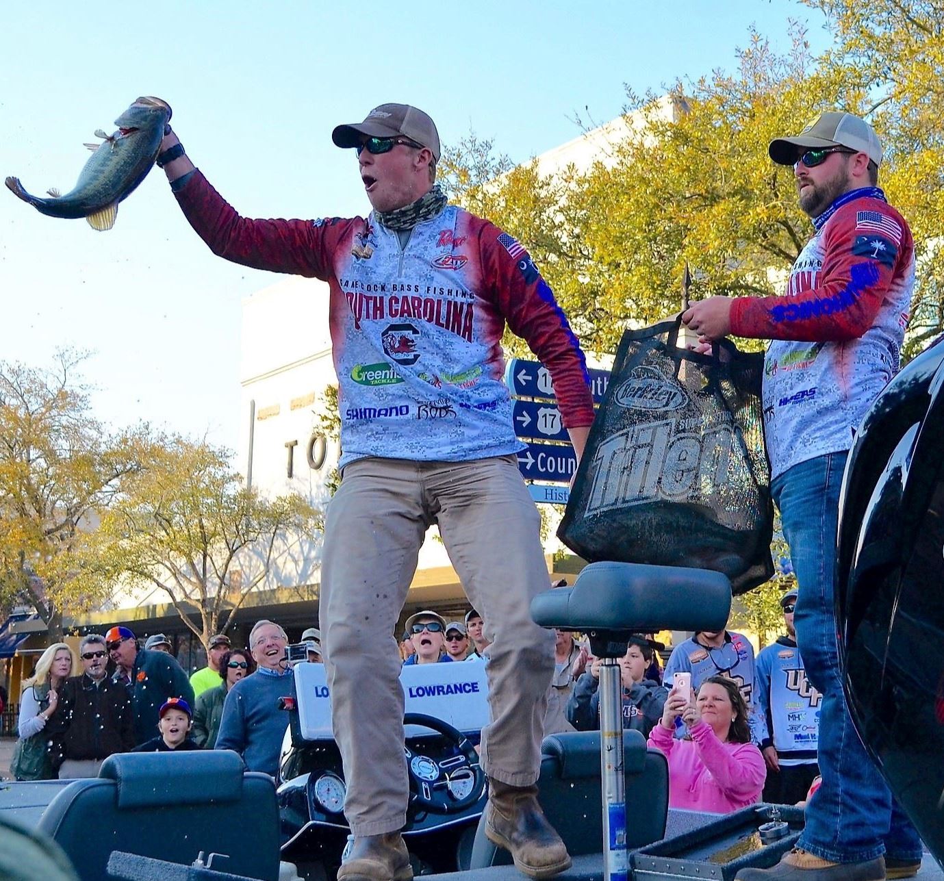Patrick Walters as part of the USC team in 2017 is seen holding up his prize winning catch.