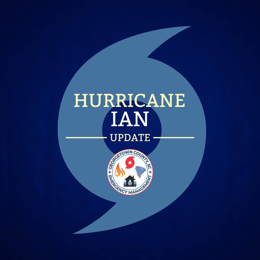 Graphic featuring hurricane symbol and county emergency management logo