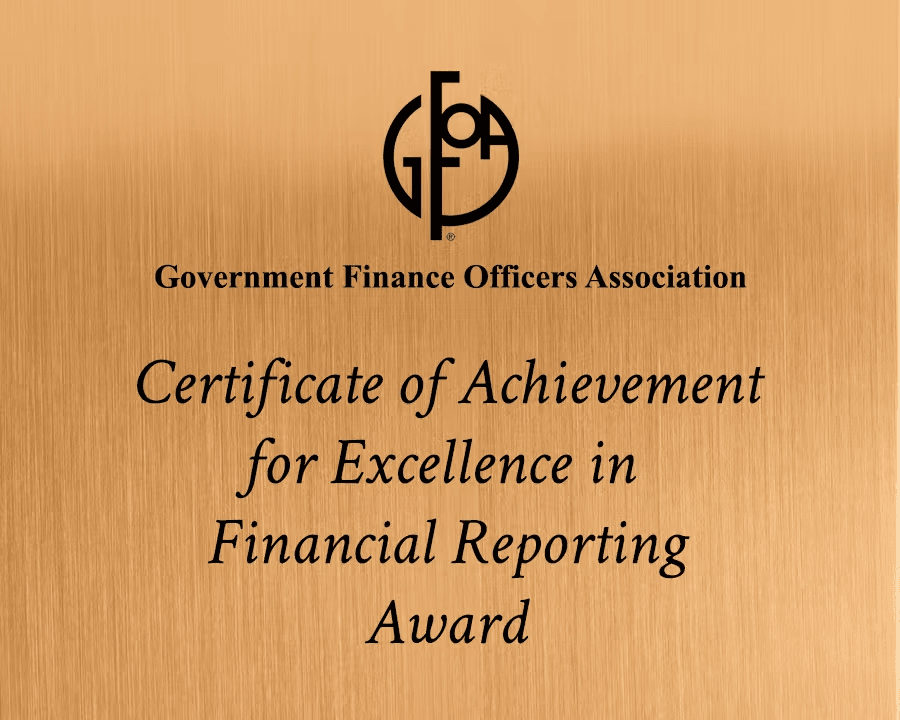 Photo of an award plaque with text which reads out the name of the award.