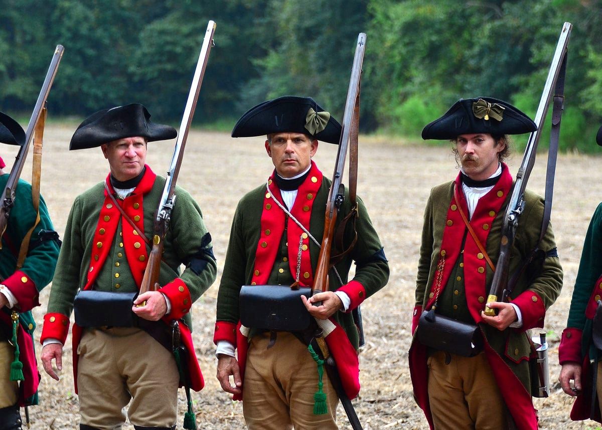 Revolutionary War re-enactors in costume