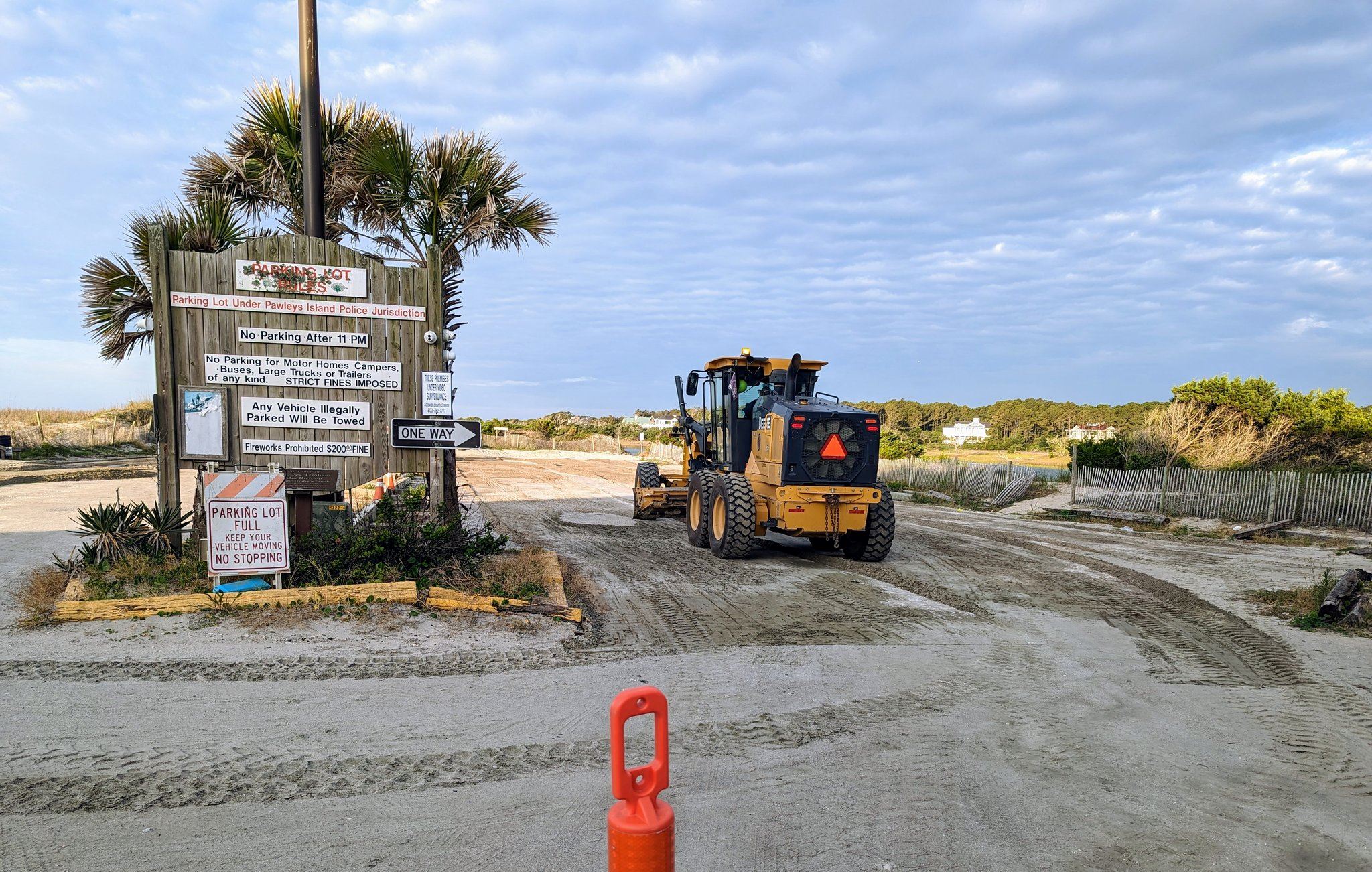 Heavy machinery staged at the South End parking lot