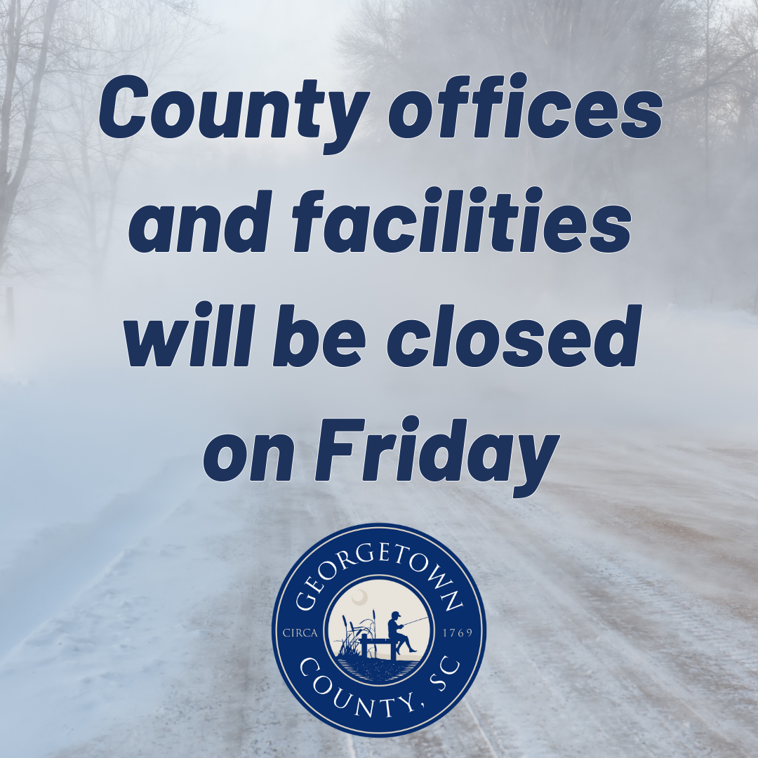 Image of text which reads County offices and facilities will be closed on Friday